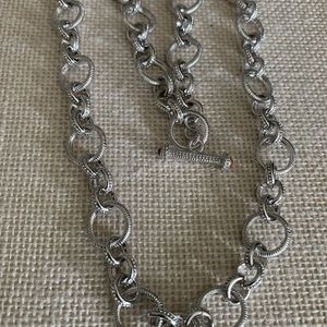 Judith Ripka Sterling Silver Circle Link Citrine Toggle Necklace